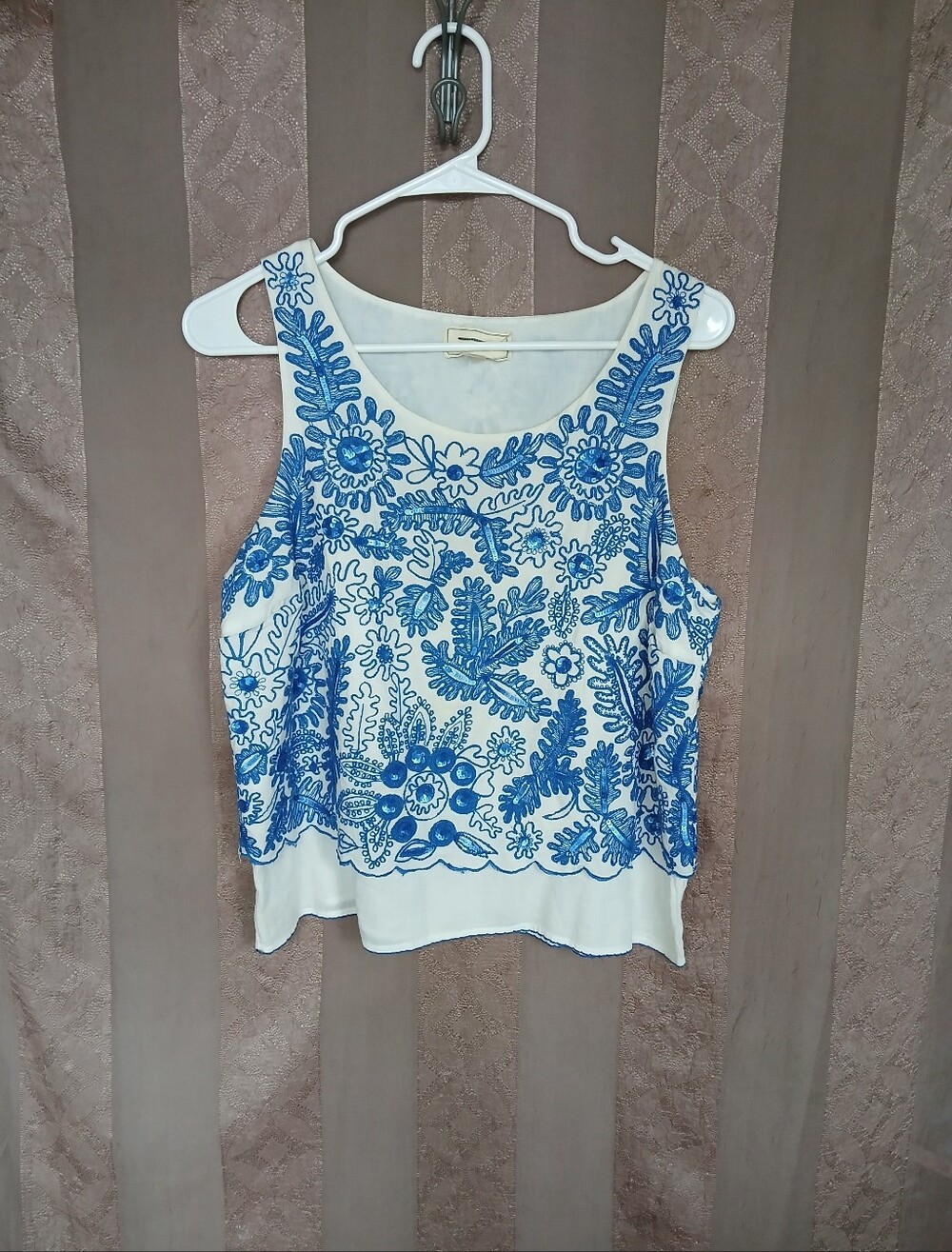 💎 Moulinette Soeurs Anthropologie Women's Top Embroidered Crop